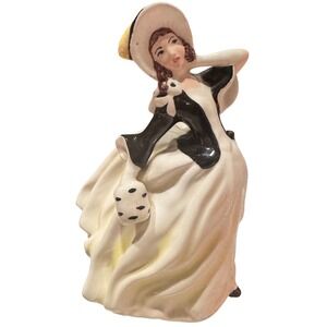 Vintage 1962 Lady Figurine Elegant Woman in Dress & Hat Artist signed Peg Cox 8"